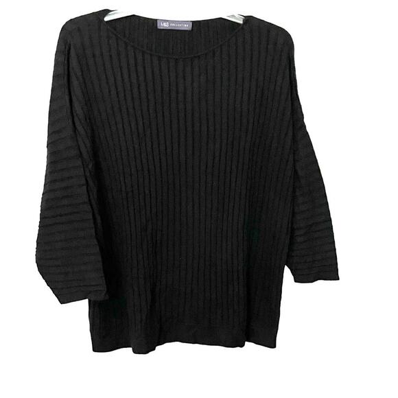 M&S COLLECTION 3/4 DOLMAN SLEEVE PULL-OVER SWEATER, WOMENS, XL, BLACK, CREWNECK - Picture 1 of 11